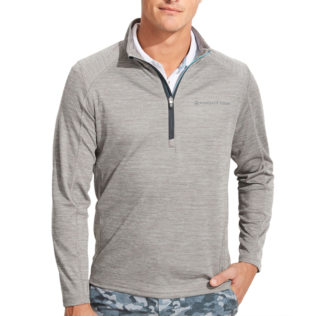 Vineyard Vines Men's Barracuda Striped Sankaty Quarter-Zip Pullover