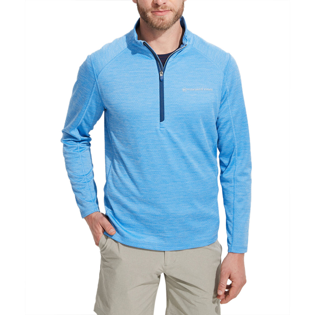 Vineyard Vines Men's Ocean Breeze Striped Sankaty Quarter-Zip Pullover