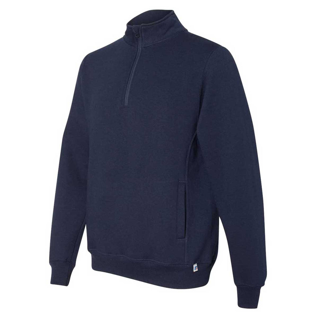 Russell Athletic Men's Navy Dri Power Quarter-Zip Cadet Collar Sweatshirt