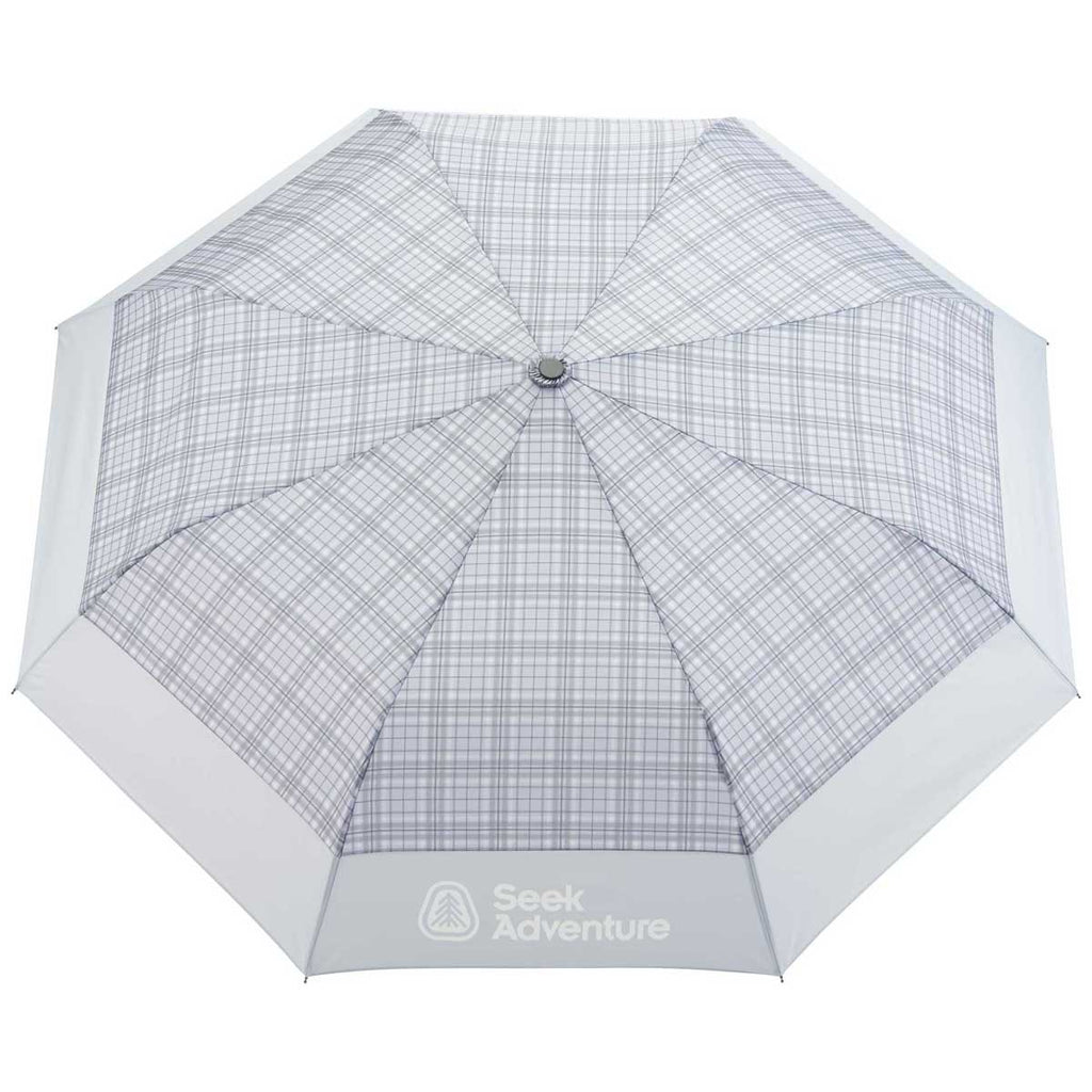 Stromberg Grey 42" Recycled PET Auto Open Plaid Folding Umbrella