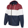 Weatherproof Men's Biking Red/White/Navy Vintage Colorblocked Hooded Rain Jacket