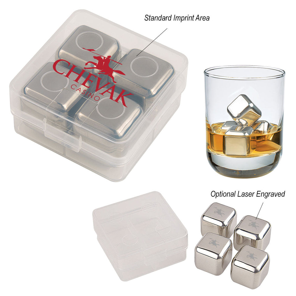 HIT Silver Stainless Steel Ice Cubes in Clear Case