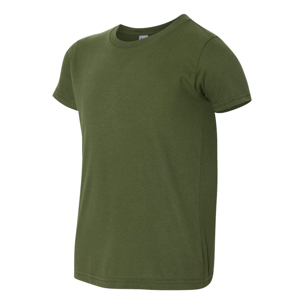 American Apparel Youth Olive Fine Jersey Short Sleeve T-Shirt