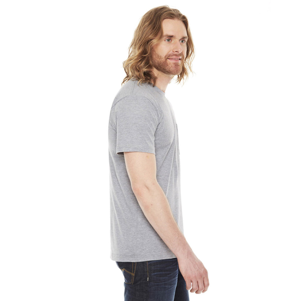 American Apparel Unisex Heather Grey Fine Jersey Pocket Short Sleeve T-Shirt