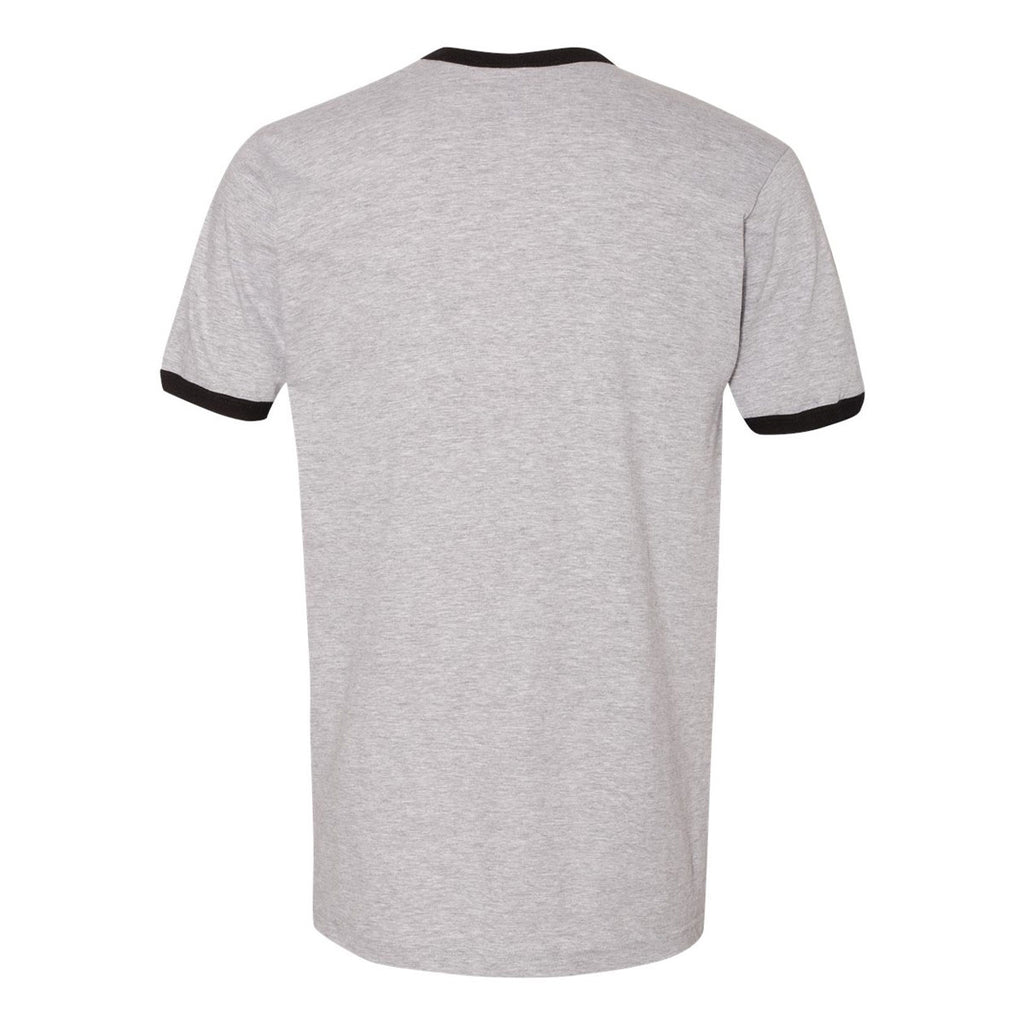 American Apparel Unisex Heather Grey/Black Fine Jersey Ringer T-Shirt