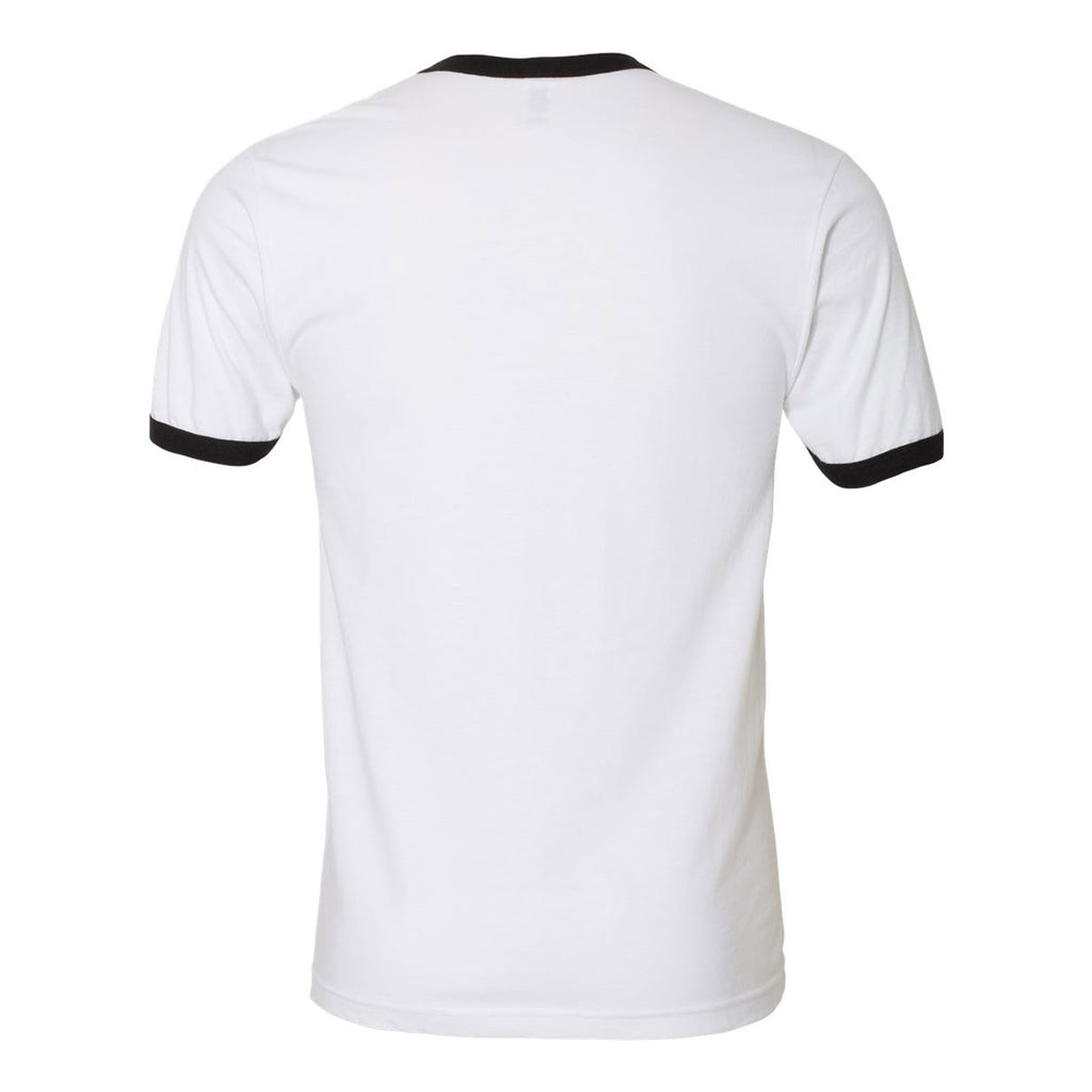 American Apparel Unisex White/Black Fine Jersey Ringer T-Shirt