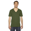 American Apparel Unisex Olive Fine Jersey Short-Sleeve V-Neck