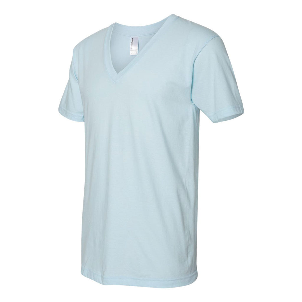 American Apparel Unisex Light Blue Fine Jersey Short Sleeve V-Neck