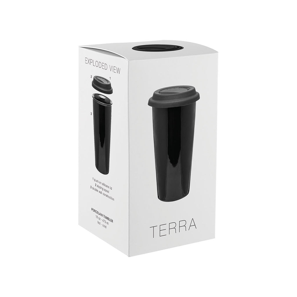 ETS Black Terra Tumbler with Tangerine Lid -16 oz