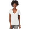 Alternative Apparel Women's White Melange Burnout Slinky V-Neck T-Shirt