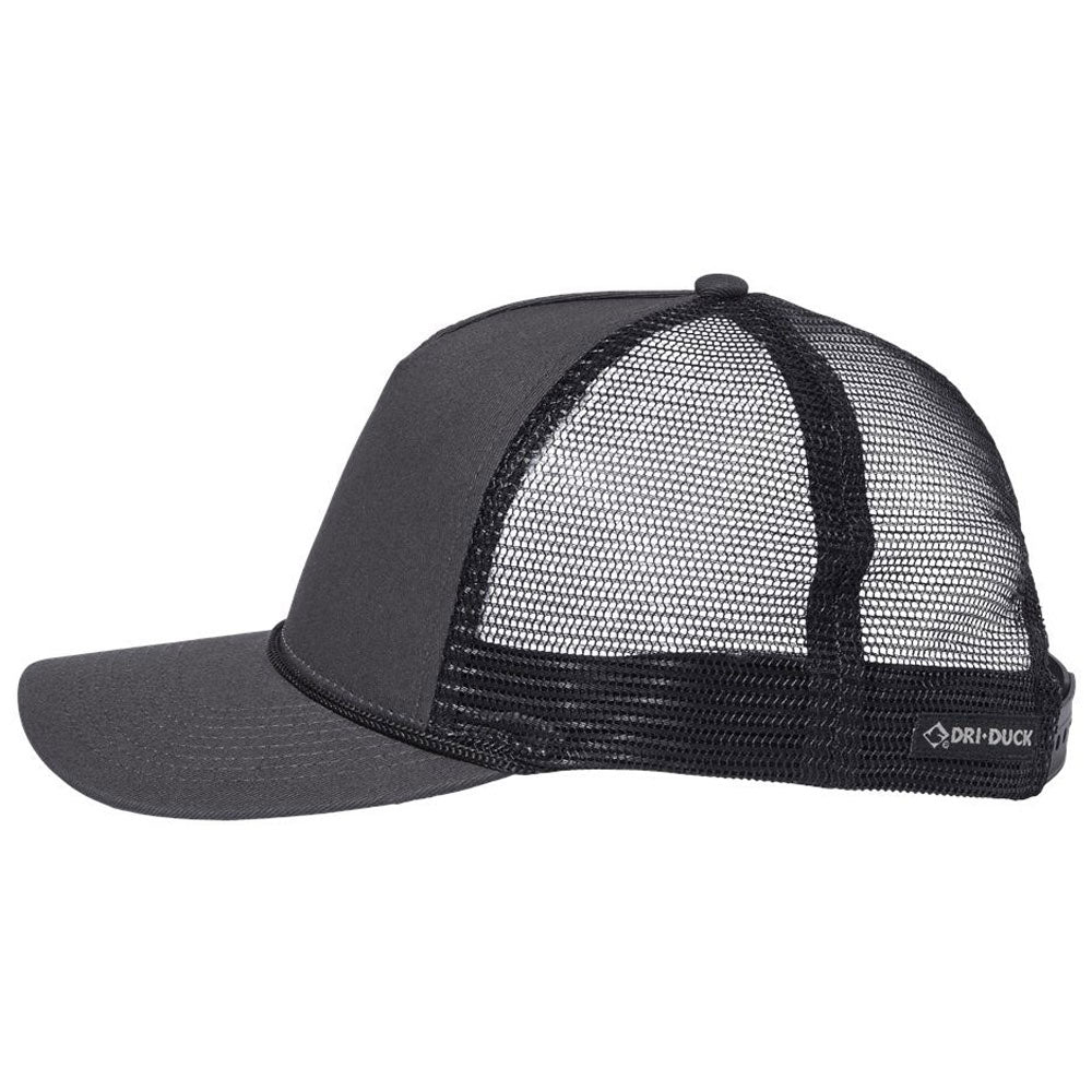 Dri Duck Unisex Charcoal/Black/Black Retro Rope Cap