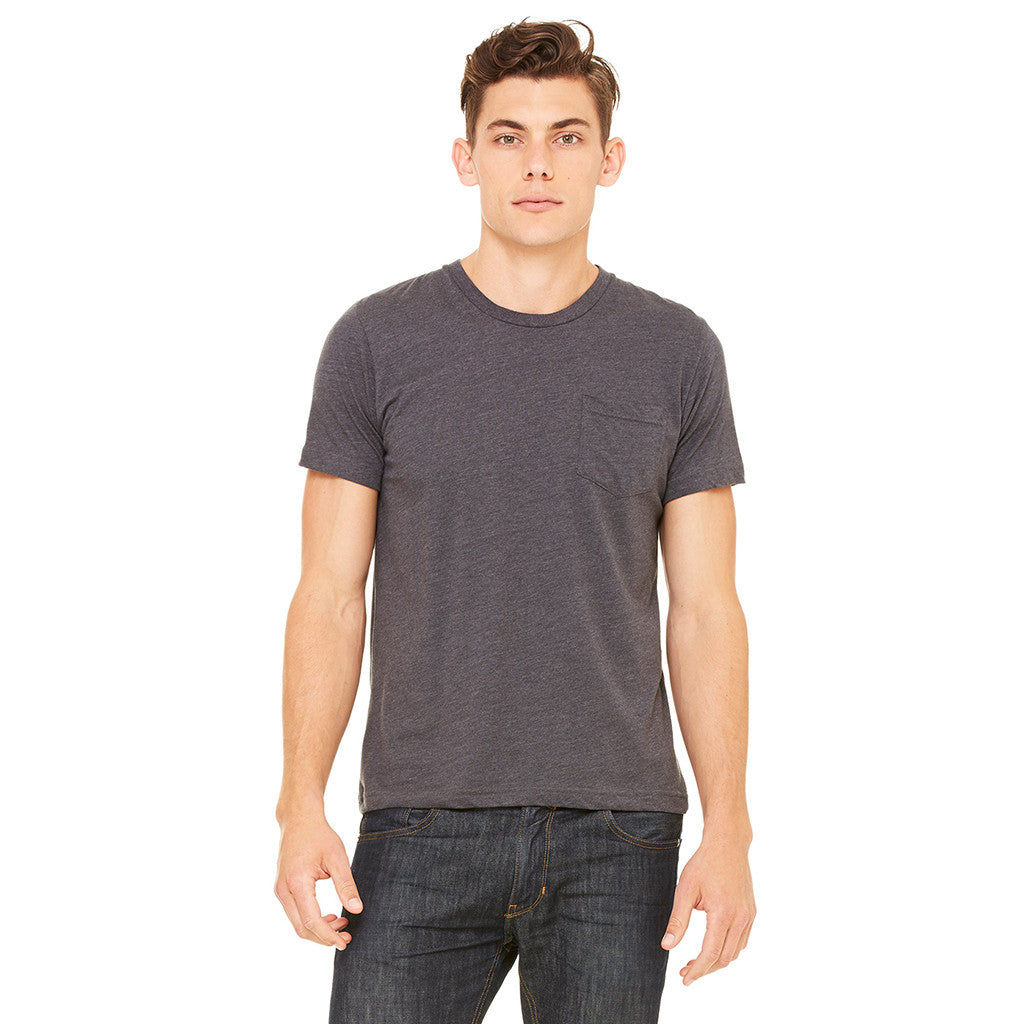 Bella + Canvas Men's Dark Grey Heather Jersey Short-Sleeve Pocket T-Shirt