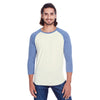 Threadfast Unisex Cream/Navy Triblend 3/4-Sleeve Raglan