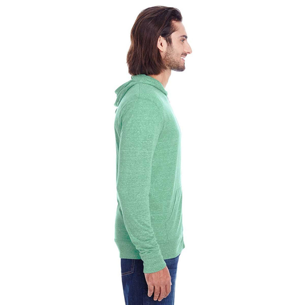 Threadfast Unisex Green Triblend Full-Zip Light Hoodie