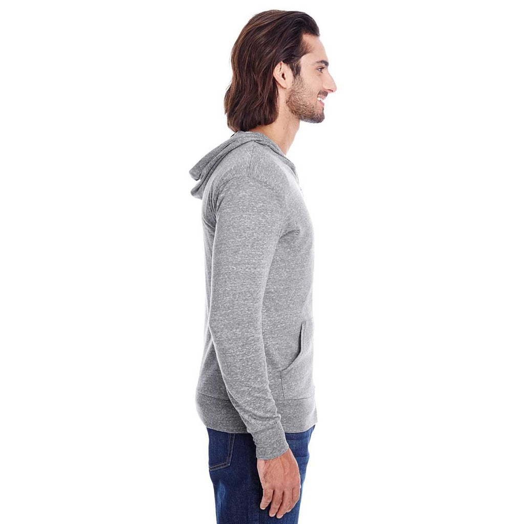 Threadfast Unisex Grey Triblend Full-Zip Light Hoodie