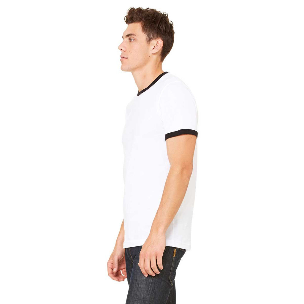 Bella + Canvas Men's White/Black Jersey Short-Sleeve Ringer T-Shirt