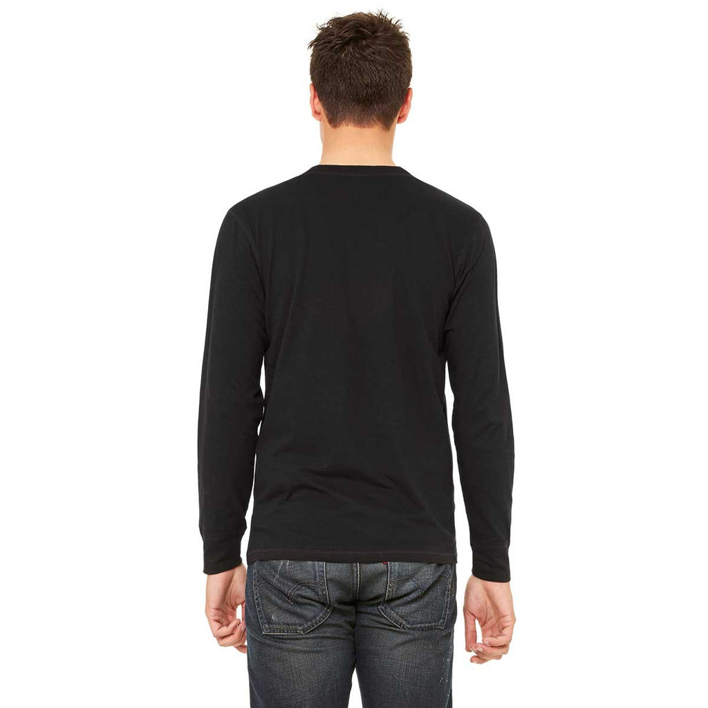 Bella + Canvas Men's Black Jersey Long-Sleeve Henley