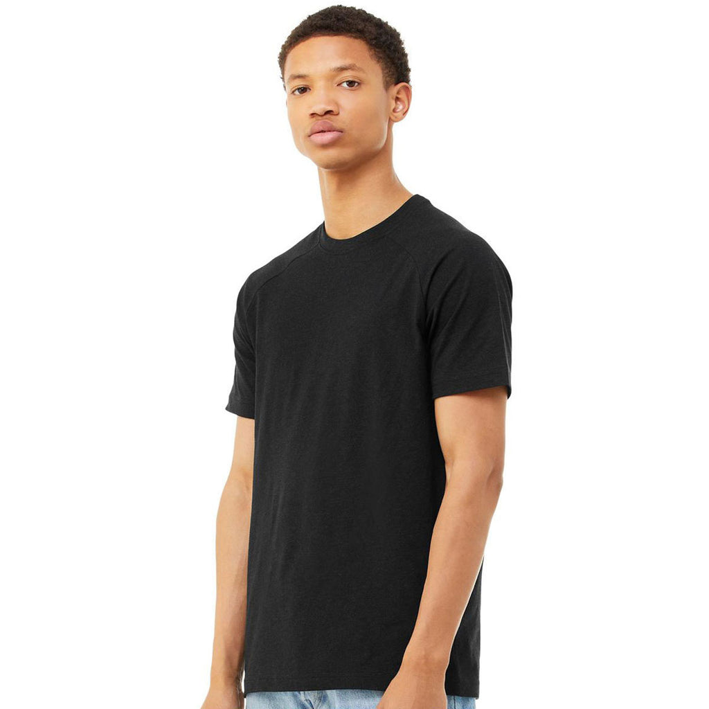 Bella + Canvas Men's Solid Black Blend Heather CVC Raglan Tee