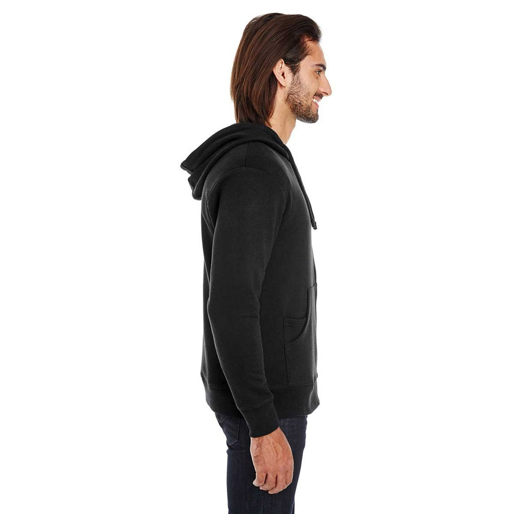 Threadfast Unisex Black Solid Triblend French Terry Full-Zip