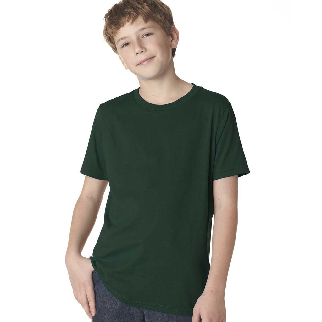 Next Level Boy's Forest Green Premium Short-Sleeve Crew Tee