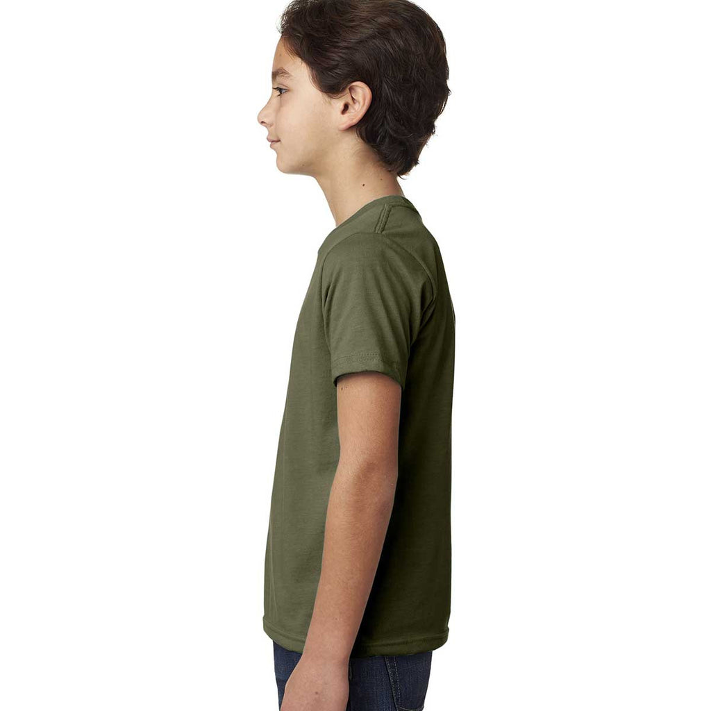 Next Level Boy's Military Green CVC Crew Tee