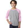 Next Level Youth Lilac/Dark Heather Grey CVC 3/4-Sleeve Raglan Tee