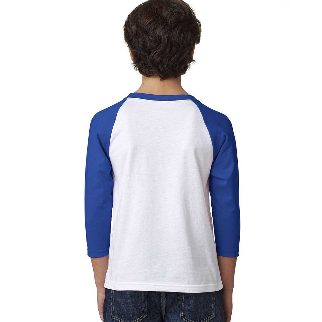 Next Level Youth Royal/White CVC 3/4-Sleeve Raglan Tee