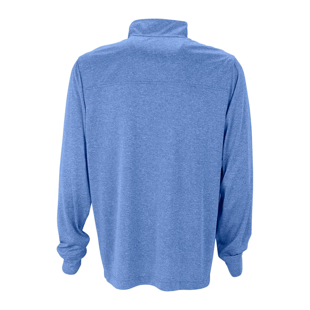 Vantage Men's Blue Heather/Grey Melange 1/4-Zip Tech Pullover