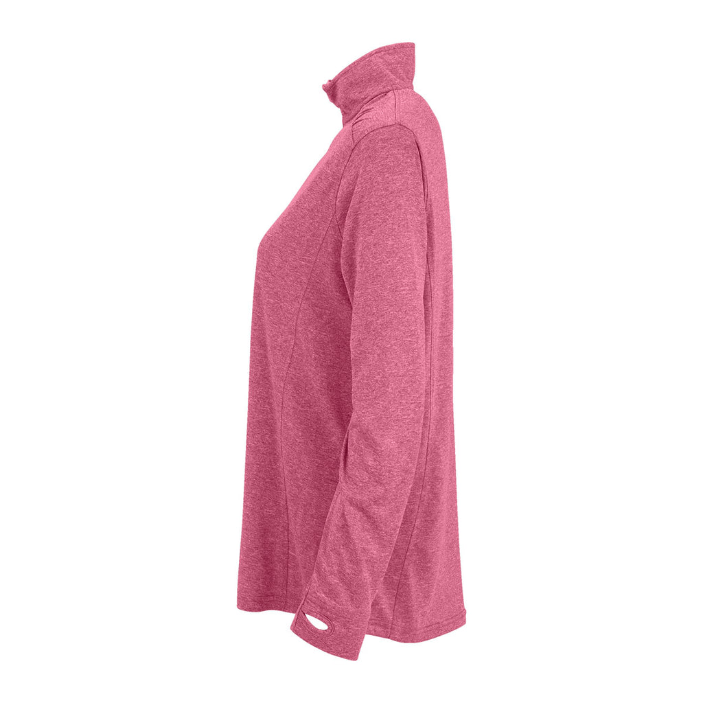 Vantage Women's Berry Heather/Grey Melange 1/4-Zip Tech Pullover