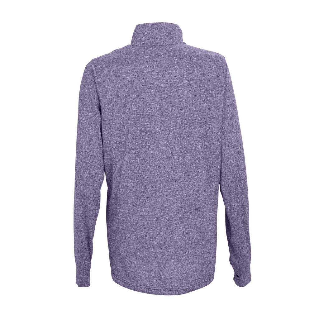 Vantage Women's Purple Heather Grey Melange 1/4-Zip Tech Pullover