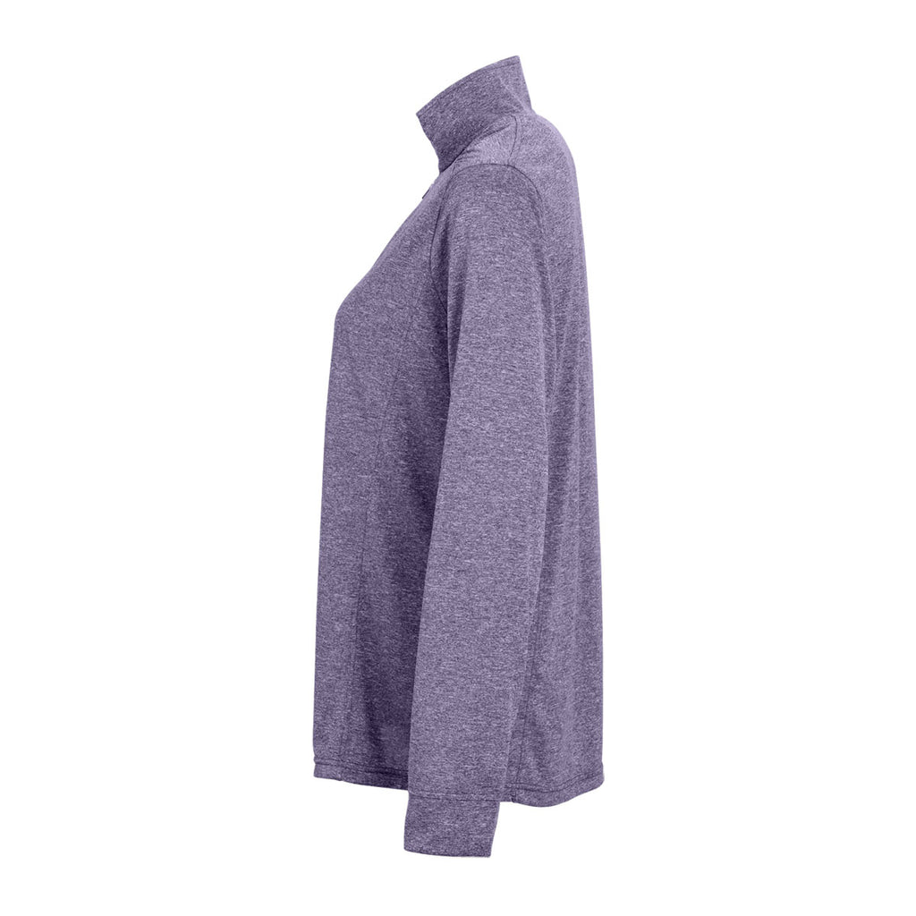 Vantage Women's Purple Heather Grey Melange 1/4-Zip Tech Pullover