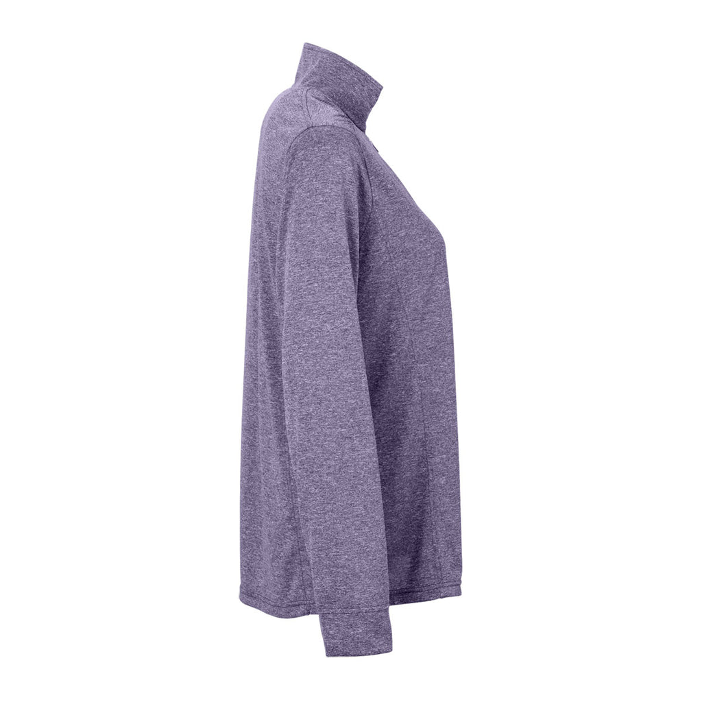 Vantage Women's Purple Heather Grey Melange 1/4-Zip Tech Pullover