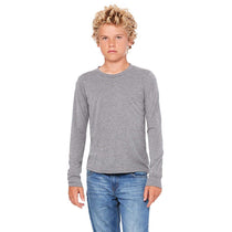Bella + Canvas Youth Grey Triblend Jersey Long-Sleeve T-Shirt