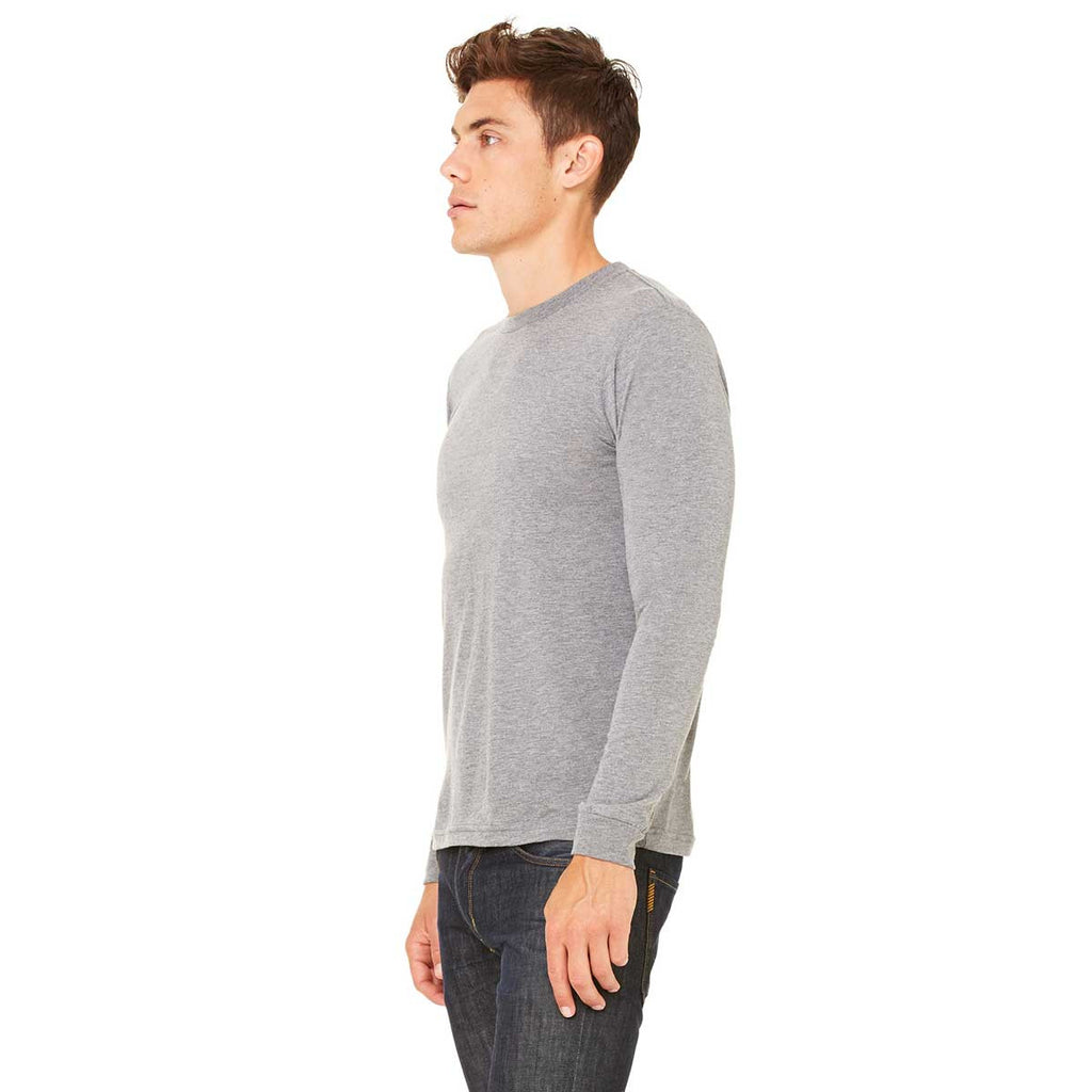 Bella + Canvas Men's Grey Triblend Jersey Long-Sleeve T-Shirt