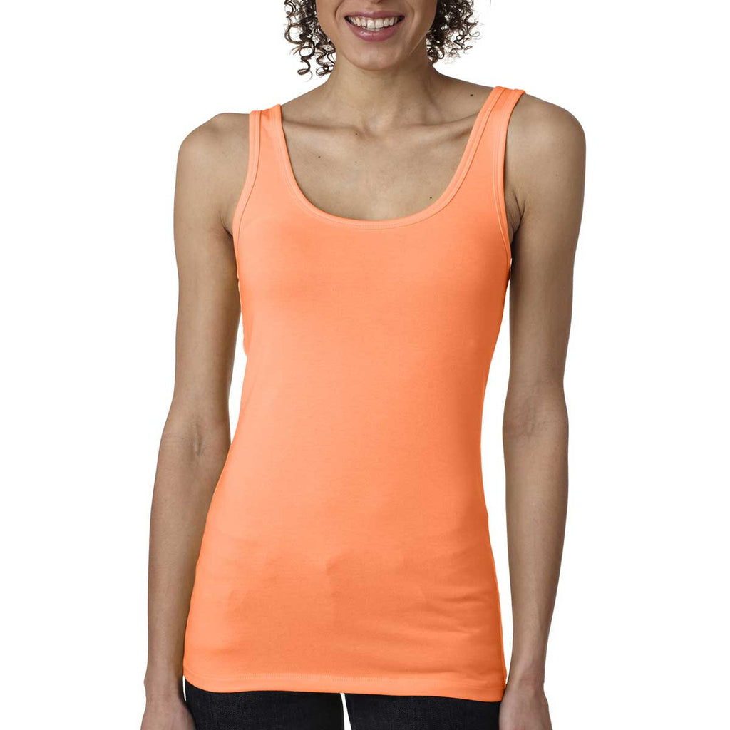 Next Level Women's Neon Heather Orange Jersey Tank Top