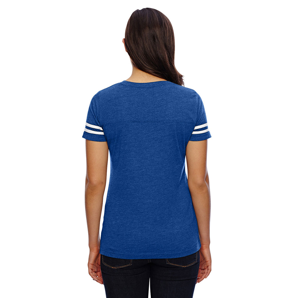 LAT Women's Vintage Royal/Blended White Football Fine Jersey T-Shirt