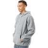 Burnside Men's Heather Grey Polar Fleece Quarter-Zip Hooded Pullover