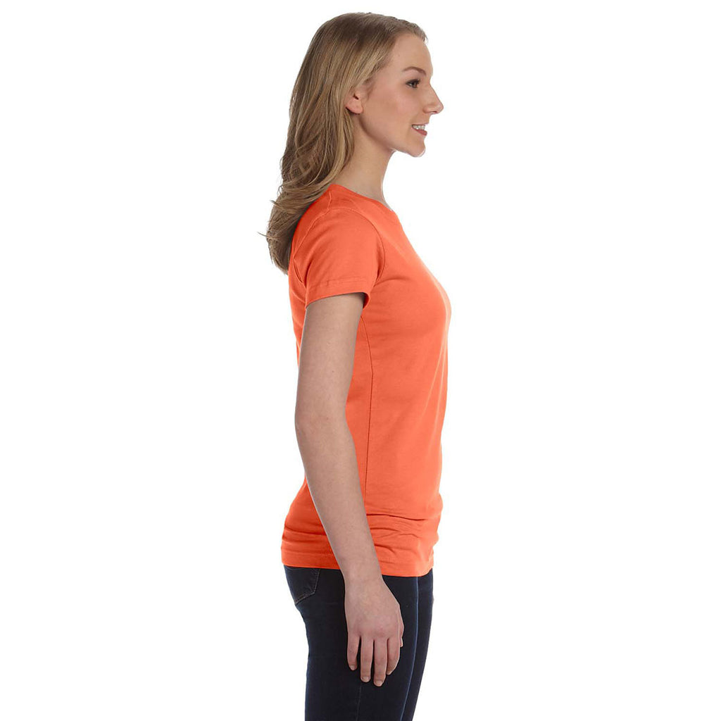 LAT Women's Papaya Junior Fit Fine Jersey T-Shirt