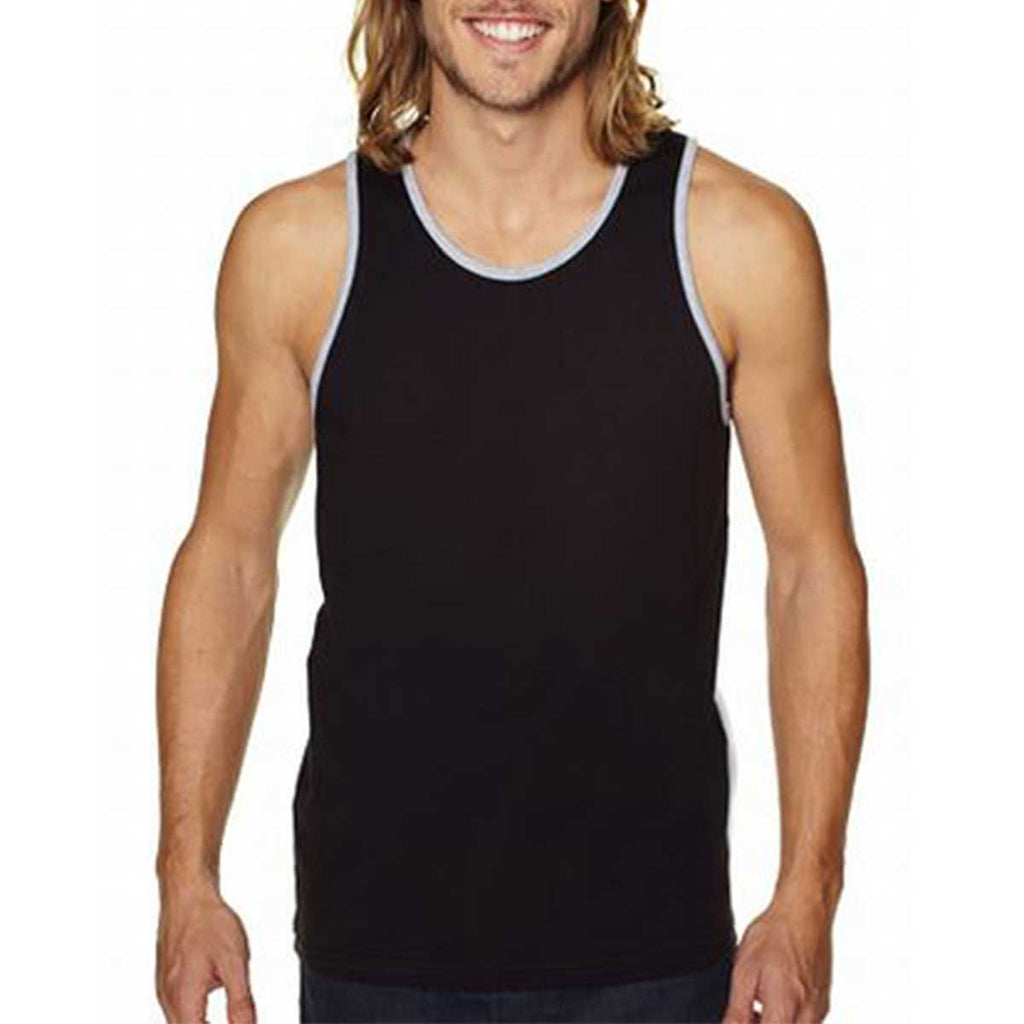 Next Level Men's Black/Heather Grey Premium Jersey Tank