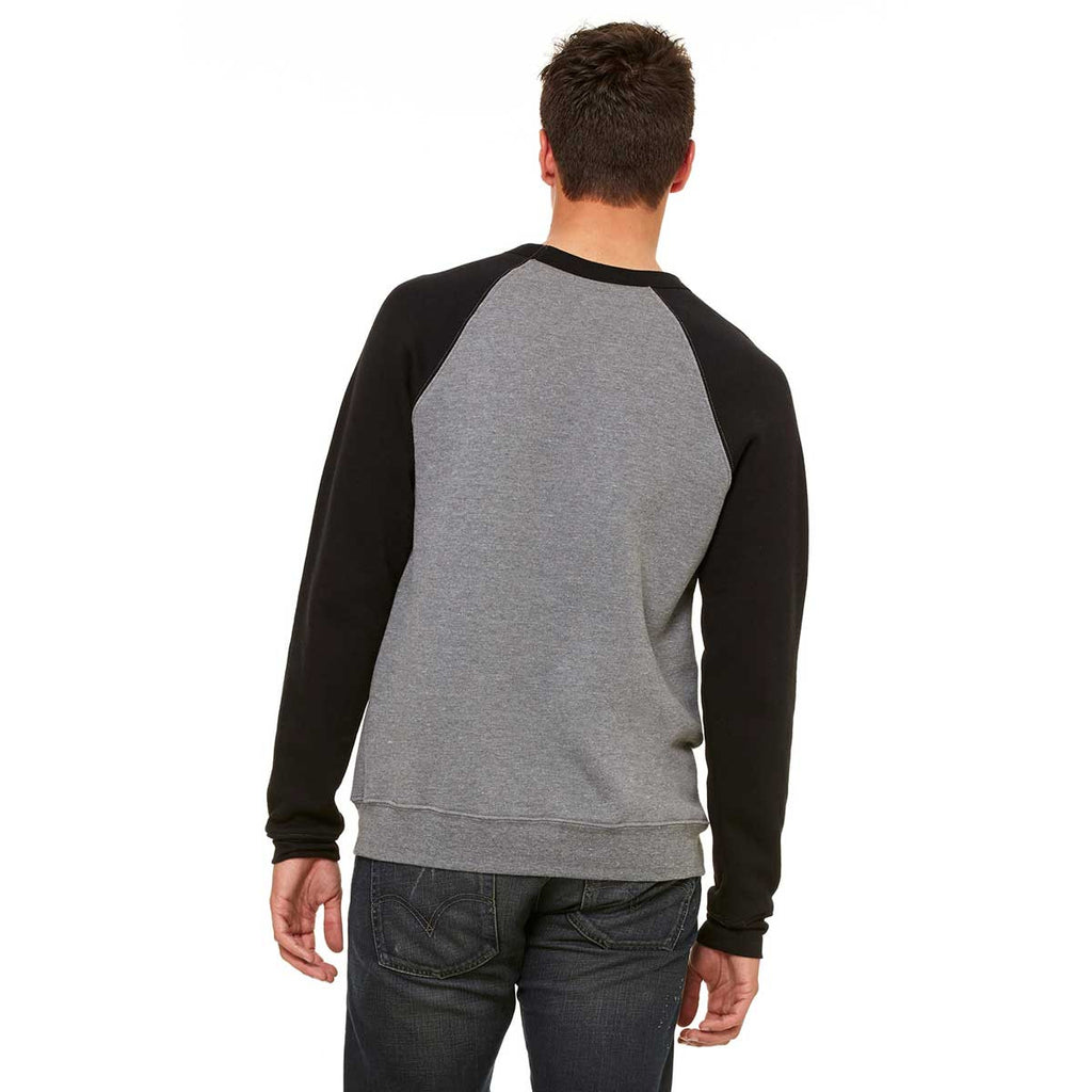 Bella + Canvas Unisex Deep Heather/Black Sponge Fleece Crew Neck Sweatshirt