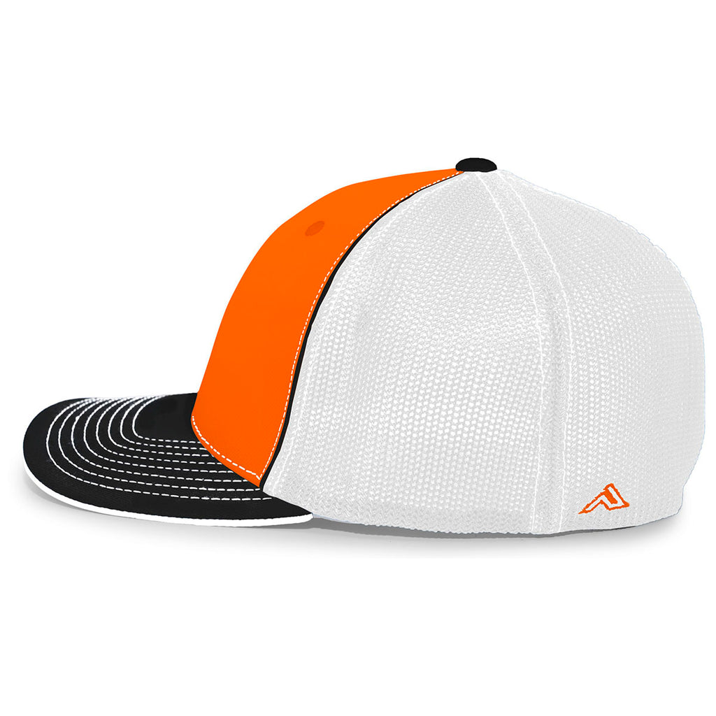 Pacific Headwear Orange/White/Black Universal Fitted Trucker Mesh Cap