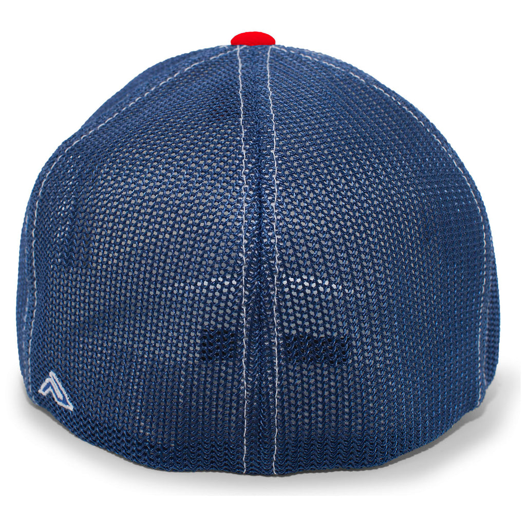 Pacific Headwear White/Royal/Red Universal Fitted Trucker Mesh Cap