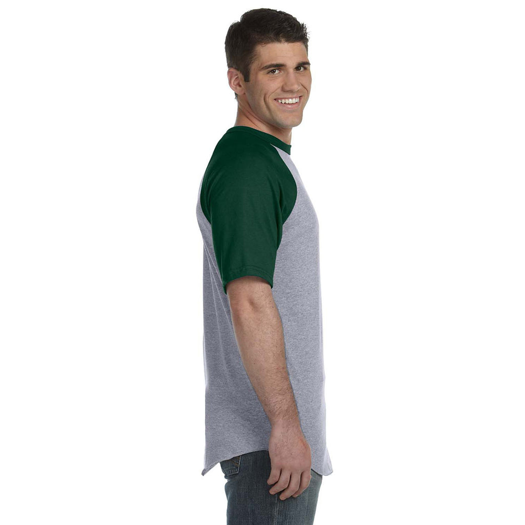 Augusta Sportswear Men's Athletic Heather/Dark Green Short-Sleeve Baseball Jersey