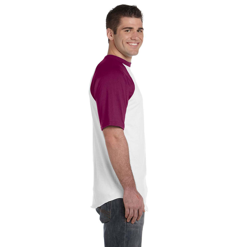 Augusta Sportswear Men's White/Maroon Short-Sleeve Baseball Jersey