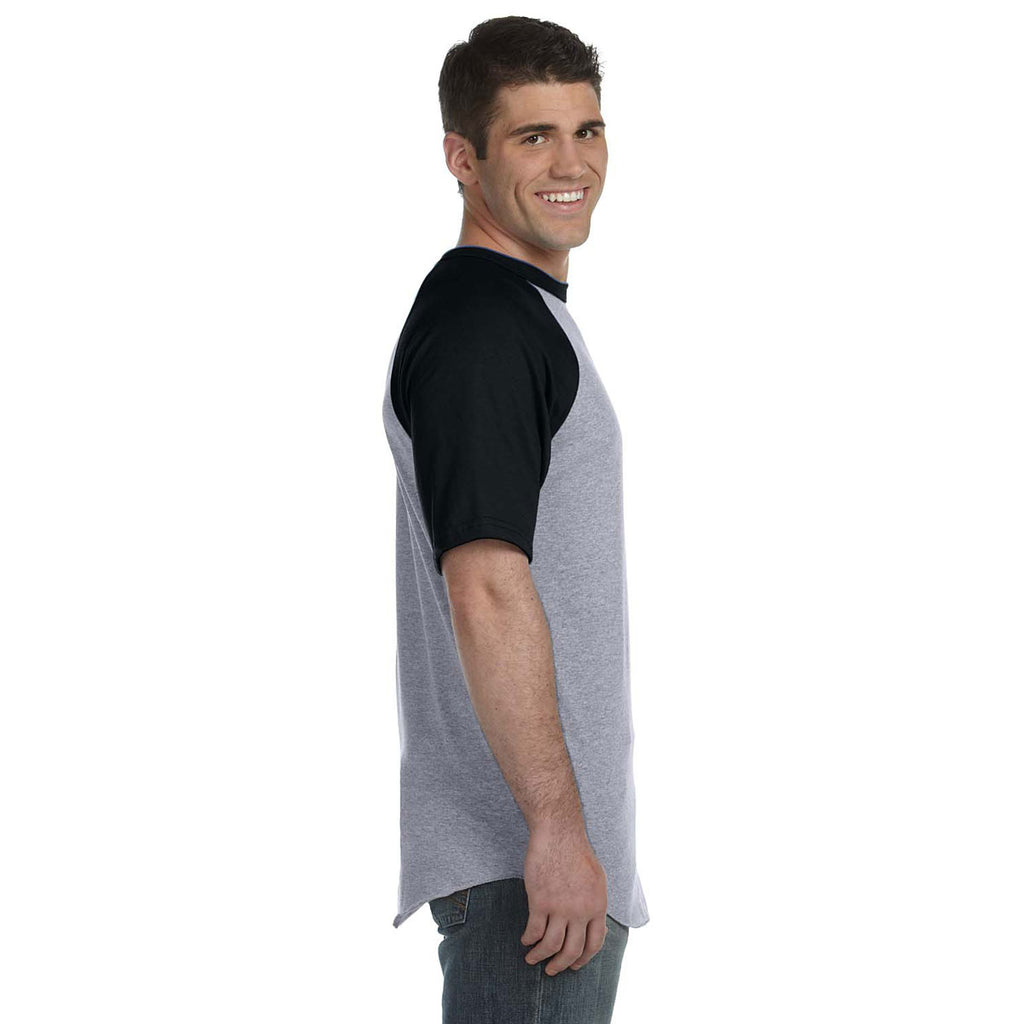 Augusta Sportswear Men's Athletic Heather/Black Short-Sleeve Baseball Jersey