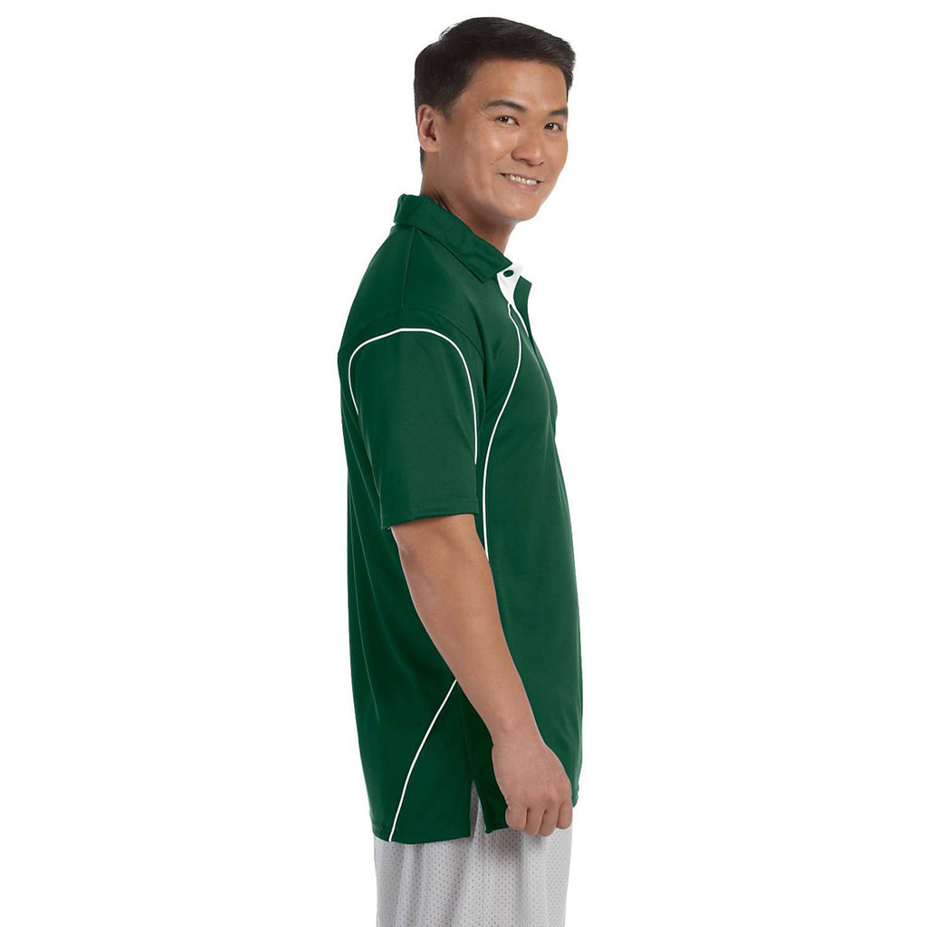 Russell Athletic Men's Dark Green/White Team Prestige Polo