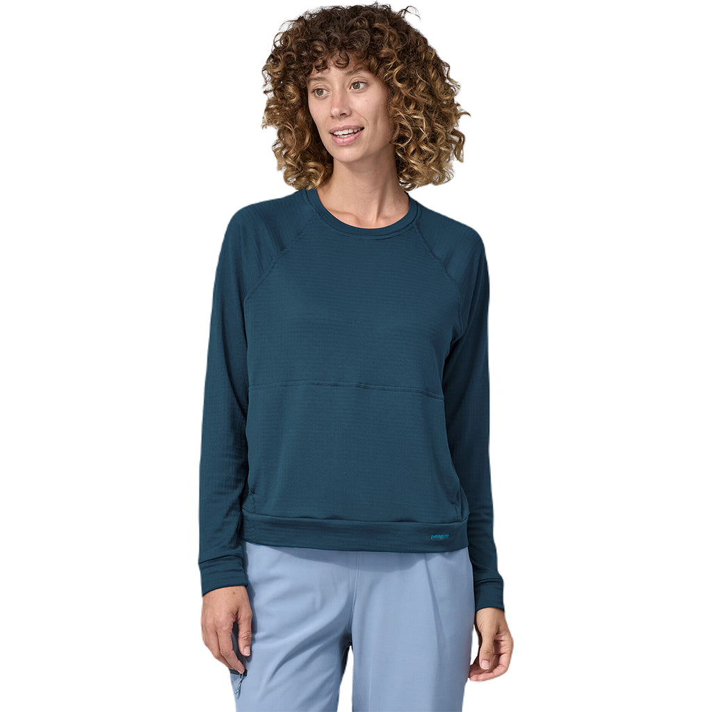 Patagonia Women's Lagom Blue Long-Sleeved Capilene Thermal Crew