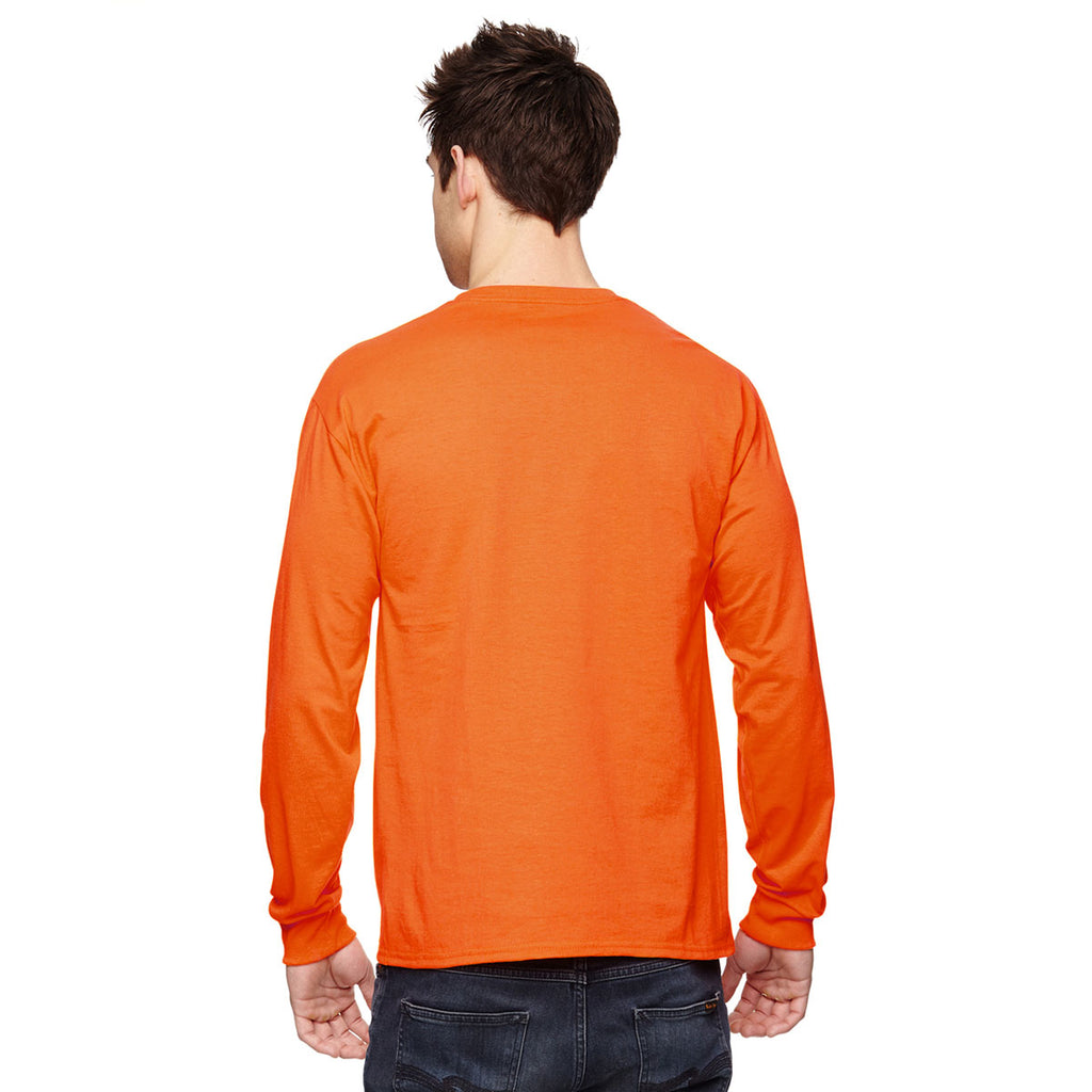 Fruit of the Loom Men's Safety Orange 5 oz. HD Cotton Long-Sleeve T-Shirt