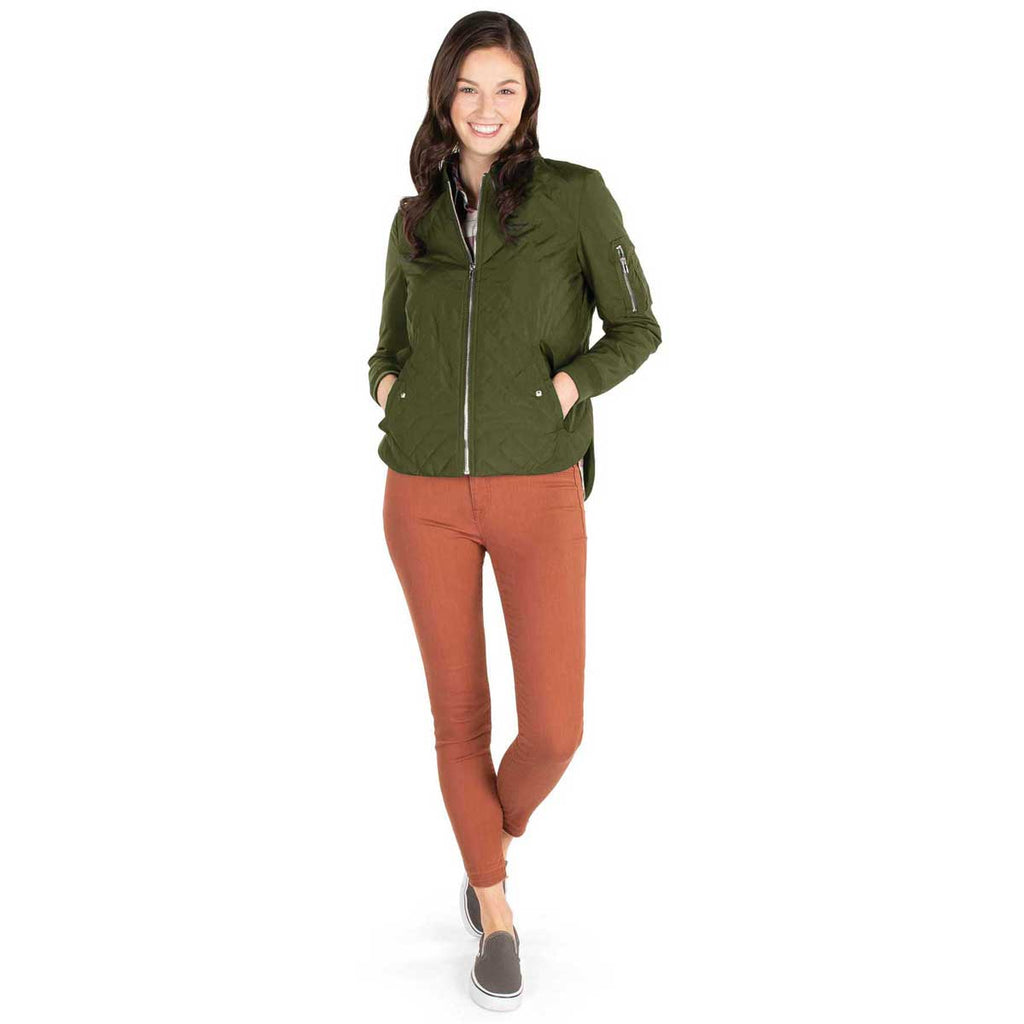 Charles River Women's Olive Quilted Boston Flight Jacket