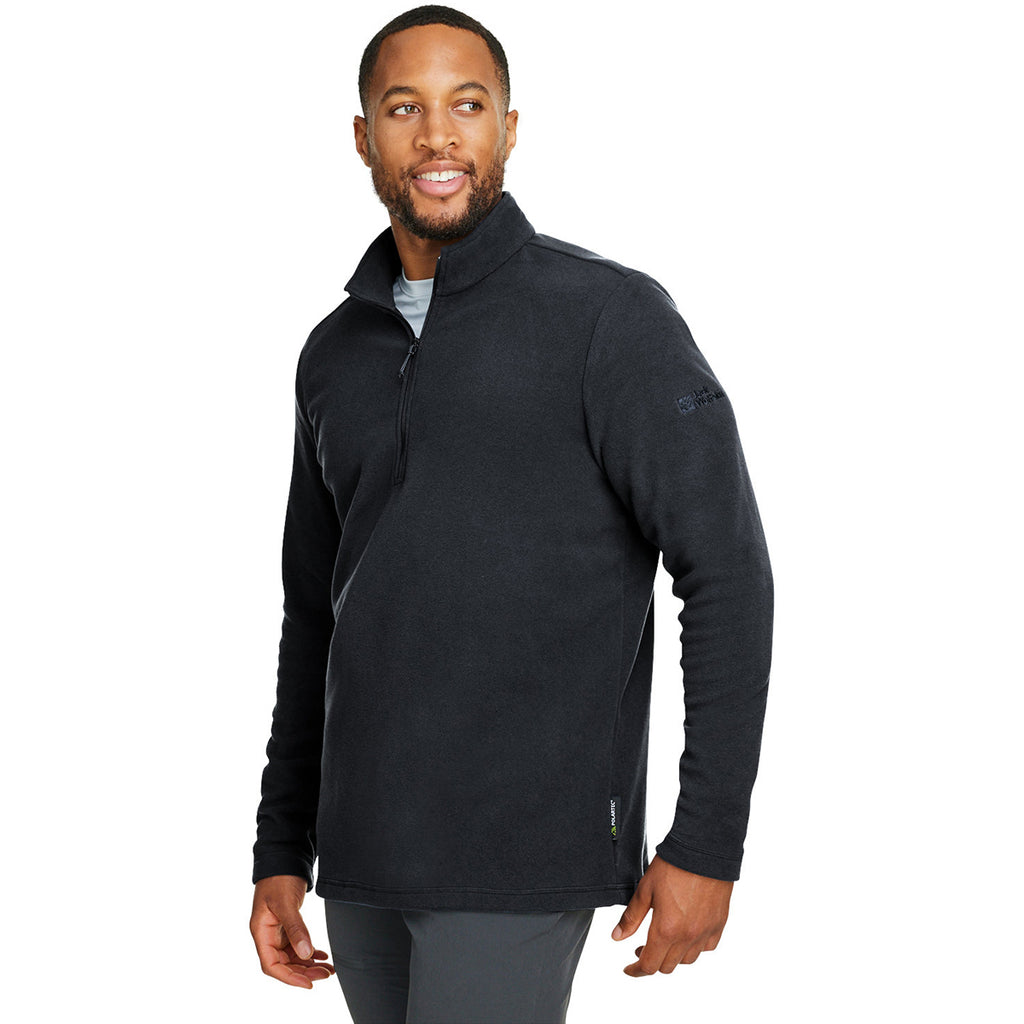 Jack Wolfskin Men's Black Taunus Lightweight Half Zip Fleece